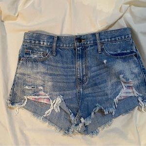 Abercrombie & Fitch Cutoff Distressed Denim Shorts Sz 27 Front Zipper & Button